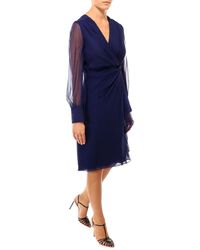 Max Mara Long Sleeve Wrap Dress - Blue