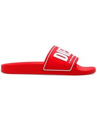 DIESEL Sa-mayemi Cc Logo Embossed Pool Slides - Red