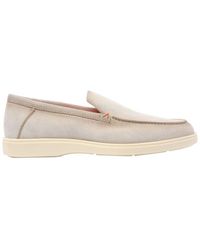 Santoni - Almond-Toe Slip-On Loafers - Lyst