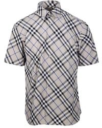 Burberry - Nova Check-jacquard Short Sleeved Shirt - Lyst