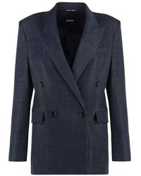 BOSS - Double Breasted Regular-Fit Long Length Jacket - Lyst