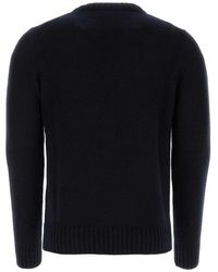 Prada Logo Intarsia-knitted Crewneck Jumper in Natural for