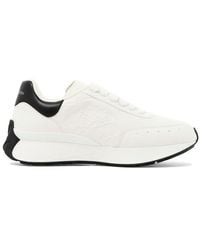 McQueen - Luxurious Leather Sneakers With Embossed Monogram And Oversized Rubber Sole - Lyst