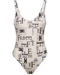 Elisabetta Franchi Lettering Printed One-piece Swimsuit - White