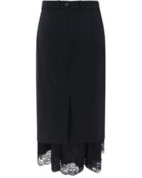 Balenciaga - Lace Hem Midi Skirt - Lyst
