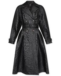 Versace - Trench Coat With Crocodile Effect, - Lyst