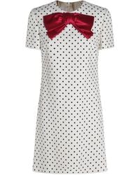 Valentino - Polka Dot Printed Bow Detailed Dress - Lyst