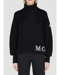 Moncler Logo Turtleneck Knit Sweater - Black