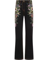 Etro - Floral-jacquard Mid-rise Tapered Jeans - Lyst