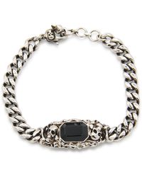 Alexander McQueen - Silver Ivy Skull Chain Bracelet - Lyst