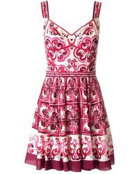 Dolce & Gabbana - Majolica Silk-blend Minidress - Lyst
