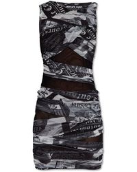 Versace - All-over Printed Draped Dress - Lyst