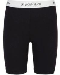 Sporty & Rich - Logo-waistband Fitted Shorts - Lyst