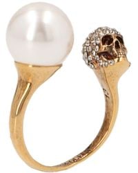 Alexander McQueen Skull Embellished Ring - White
