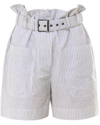 Brunello Cucinelli Belted Pin Striped Shorts - White