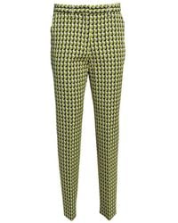 Etro - Green Cotton-blend Jacquard Straight Trousers - Lyst