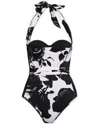 Balmain - Floral Print One-piece Swimsuit - Lyst