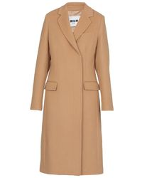 MSGM - Wool Double Breasted Coat - Lyst