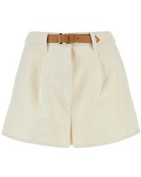 Prada - Belted Pleated Shorts - Lyst