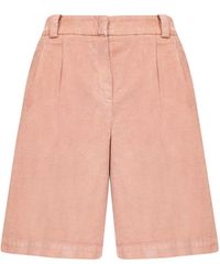PT01 Pleat-detailed Corduroy Shorts - Pink