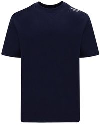 Fendi Shoulder Logo Printed Crewneck T-shirt - Blue