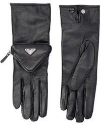 Prada - Logo Pouch-detail Gloves - Lyst