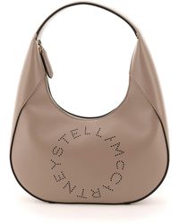 Stella McCartney Small Hobo Bag With Logo - Brown