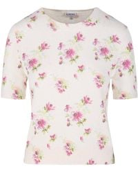 Loewe - Floral Print Knit Short-Sleeve Top - Lyst