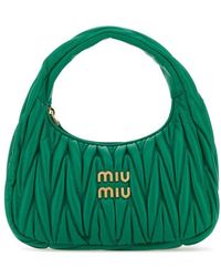 Miu Miu - Wander Matelassé Logo Plaque Mini Hobo Bag - Lyst