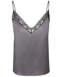 Alberta Ferretti - Satin Top With Lace Inserts - Lyst
