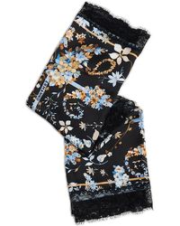 Ermanno Scervino - Floral Printed Lace Edge Scarf - Lyst