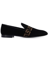 Versace - Embroidered Velvet Loafers - Lyst