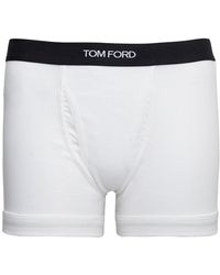 Tom Ford White Cotton Boxer With Logo