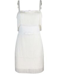 Elisabetta Franchi - Fringe Detailed Sleeveless Mini Dress - Lyst