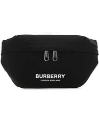 Burberry Logo Print Zipped Belt Bag - Black