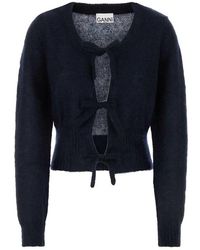 Ganni - Tie String Cardigan - Lyst