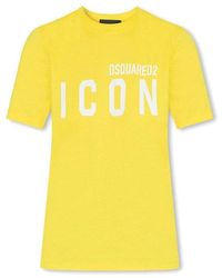 DSquared² - Yellow T-shirt With Logo - Lyst