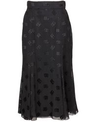 Dolce & Gabbana - Logo-embroidered Midi Skirt - Lyst