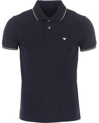 Emporio Armani - Logo Embroidered Short Sleeved Polo Shirt - Lyst