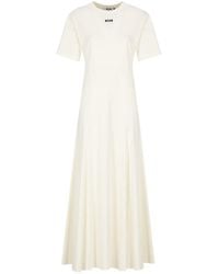 MSGM - Ivory Cotton Dress - Lyst