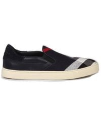 Burberry - Copford Canvas Check Slip On Sneakers - Lyst