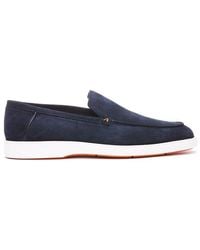 Santoni - Almond Toe Slip-On Loafers - Lyst
