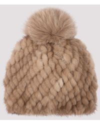 Max Mara Delia Fur Pompom Beanie - Brown