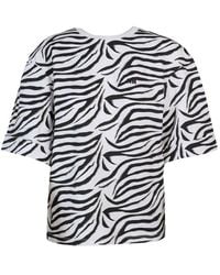 ROTATE BIRGER CHRISTENSEN - Keyhole Detailed Zebra-printed T-shirt - Lyst