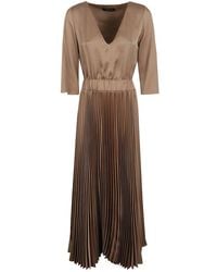 Fabiana Filippi - Pleat Effect V-neck Long Dress - Lyst