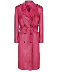 Prada - Fuchsia Leather Coat - Lyst