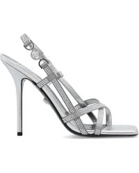 Versace - Embellished Square-toe Sandals - Lyst