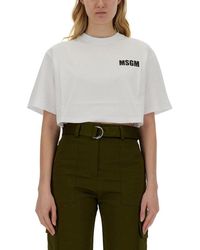 MSGM - Cropped T-Shirt - Lyst