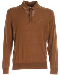 Ermenegildo Zegna Long-sleeve Knit Polo Shirt - Brown