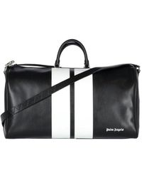 Palm Angels Leather Contrasting-stripe Detail Travel Bag in Black for Men Mens Bags Duffel bags and weekend bags Save 9% 